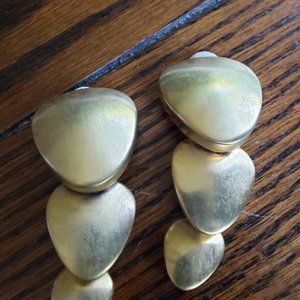 Gold 3 tier earrings-Clip on